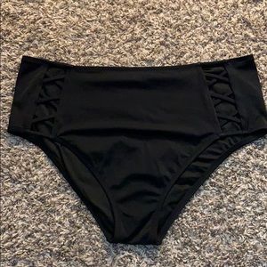 Shade & shore black high waisted bikini bottom